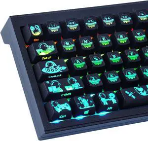 Hyekit Keycaps 108 Keys Side Printed Keycap Set OEM Profile Double Shot Shine Through Custom Keycaps for Cherry Gateron MX Switches Mechanical Keyboard