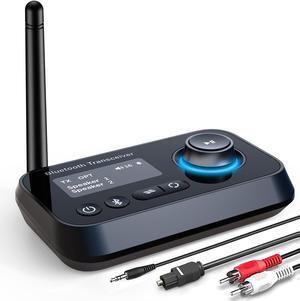 ifofo Bluetooth Transmitter Receiver 3-in-1 Bluetooth 5.0 Audio Adapter for 2 Headphones With Bypass Volume Control Low Latency Long Range LCD Display ON/OFF Optical AUX RCA for TV Home Stereo Speaker