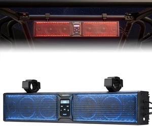 KEMIMOTO 6-Speaker UTV Sound Bar Waterproof Bluetooth Music Sync Multicolor Lights 26-inch SxS Speakers Wireless Control Soundbar for UTV Golf Cart w/ 1.75 in - 2.25 in Roll Bar