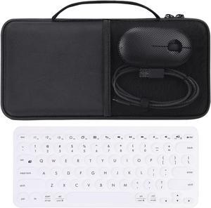 khanka Hard Carrying Case + Silicone Keyboard Cover Compatible with Logitech K380 Multi-Device/Pebble 2 Combo for Mac Keyboard + Pebble M350 M355 / 2 Combo for Mac Mouse, Case Only(Black)