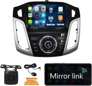 Kunfine Car Android Navigation Stereo GPS Radio Reverse Camera Display 9" IPS Touchscreen Headunit Tablet Pad Media Player for Ford Focus 2012-2018, if Applicable Quad Core 2G+32G Original Car Style