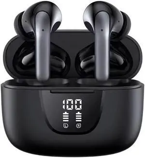 Bluetooth 5.3 True Wireless HiFi Stereo Earbuds. Long Battery Life, LED Power Display, Wireless Charging Case, and IPX5 Waterproof Earbuds Perfect for Sports, TV, Smartphones, Laptops, and more