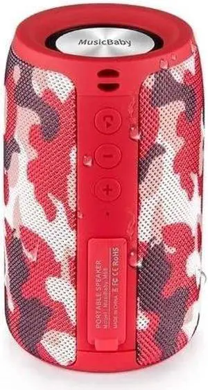 MusiBaby Bluetooth Speaker Wireless Portable, IPX5 Waterproof Bluetooth Speakers with Dual Pairing, 24H Playtime, Rich Stereo Bass for Home, Travel, Party, Outdoor | Electronic Gifts (Camo Red)