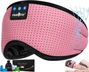 MUSICOZY Bluetooth 5.4 Sleep Headphones Eye Mask, Breathable Sleeping Headband Headphones with Wireless Earbuds Earphones for Side Sleepers Mom Women Cool Tech Unique Gifts Gadget