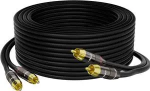 RCA Cable 75 FT, 2RCA to 2RCA Stereo Audio Cable, Zinc Alloy Shells, Oxygen-Free Copper, Gold-Plated Plugs2 RCA Audio Adapter Cord, for Home Theater, HDTV, Amplifier, Hi-Fi System, Car, Speaker