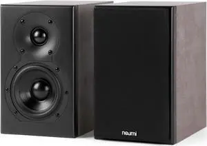 NEUMI Silk 4 Compact 2-Way Bookshelf Speakers, Stereo Pair, Home, Office, Theater Surround Sound, 4 Inch Woofer, 1 Inch Silk Dome Tweeter w/Waveguide, Rear Ported, Light Brown and Black