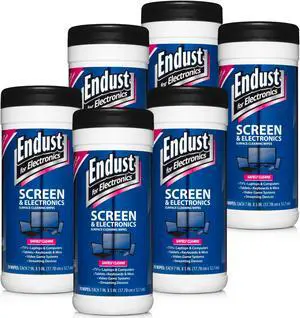 Endust For Electronics; Screen & Surface Cleaning Wipes, For TV, Phone, Computer Monitor, Laptop, Tablet, Pre-Moistened, Alcohol and Ammonia Free, 70 Count, 6 Pack (11506P6)