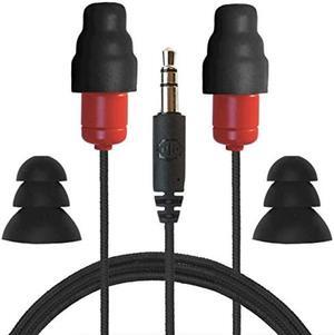 Plugfones Protector VL Audio Earbuds, OSHA Compliant Earplugs with Sound, Black & Red