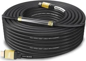 Postta HDMI 2.0V Cable(100 Feet) with Built-in Signal Booster-Support 3D,1080P,Ethernet,Audio Return-1 Pack(Golden)
