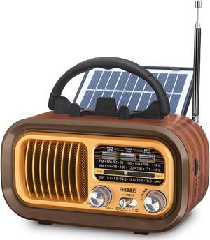 2024 Newest PRUNUS J150 Small Retro Vintage Radio Bluetooth Portable Radio AM FM Transistor with Best Sound SolarBattery Operated RadioRechargeable Radio TWS Support TF CardUSB Playing