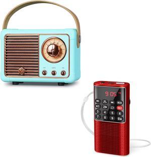 PRUNUS J328 Mini Portable Pocket FM Radio MP3 Walkman Radio PRUNUS J999 Portable Retro Bluetooth Speaker