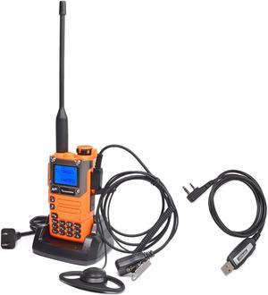 QUANSHENG UV-K5(8) UV-K6 Walkie Talkie, VHF/UHF Dual Band Handheld Radio,AM/FM,NOAA Weather Alert,TYPE-C Port,Set with Earpiece and Programming Cable (Orange)