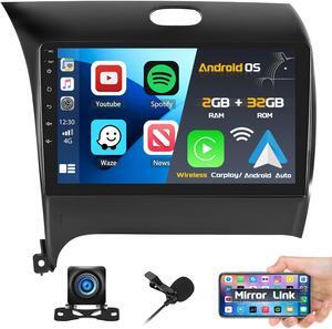 Roinvou 2+32G Android CarPlay Stereo for 2013-2018 KIA Cerato K3 Forte, 9'' Touch Screen in-Dash GPS Navigation with Built-in Wireless CarPlay Android Auto Support Mirror Link BT RDS AHD DSP