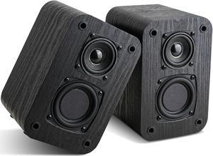 RIOWOIS Passive Bookshelf Speakers for Home Theater Surround Sound, Home Desktop Stereo Speakers with Crisper Sound and Classic Wood Grain for Record Player/Computer/TV, Wall Mountable, One Pair.