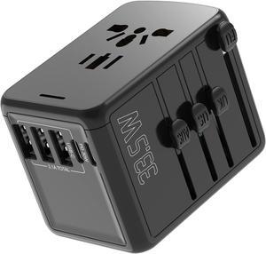 BrizLabs Universal Travel Power Adapter, Worldwide All in One International Wall Charger AC Plugs Adaptor with Type-C2 PD Quick Charger, USB-C, 3xUSB-A Ports, Outlet Converter for CA US EU UK AUS