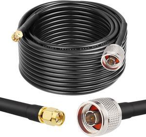 MOOKEERF N Male to SMA Male Cable 50ft Low Loss RG58 SMA to N Cable 50 Ohm for WiFi Router,GPS Receiver,Antenna,Signal Booster Use