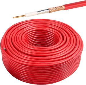 MOOKEERF RG8X Coaxial Cable 200ft,Low Loss RG8X Cable 200 Feet,RG8X Coax Cable 50 ohm,Red
