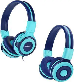 SIMOLIO Kids Headphones Wired & Bluetooth Bundles, Safe Volume, HD Mic Stereo Sound, Adjustable Headband, Foldable Durable Children Headsets for Travel School