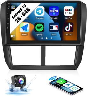 SIXWIN 2G+64G Android 13 Car Radio for Subaru Forester Impreza WRX 2008-2012 9 Inch Touch Screen with CarPlay Android Auto Mirror Link Bluetooth FM GPS Navigation HiFi WiFi SWC Backup Camera