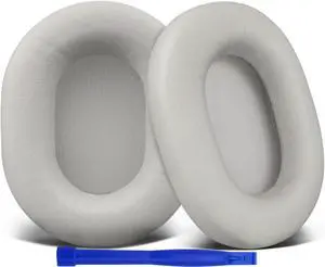 SOULWIT Lambskin Replacement Earpads for Sony WH-1000XM5 (WH1000XM5) Noise Canceling Headphones, Ear Pads Cushions with Softer Lambskin, Noise Isolation Foam, Added Thickness - Brilliant Silver