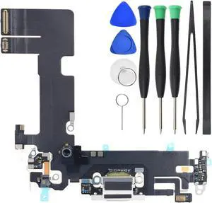 Sunrise glow USB Charging Port Jack Flex Cable Replacement for iPhone 13 with Microphone, USB 2.0 White