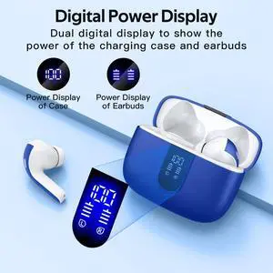 TAGRY 2 Sets X08 Ocean Blue and Sunset Pink Bluetooth Headphones True Wireless Earbuds 60H Playback Ear Buds with Wireless Charging Case in-Ear Earbuds with Mic
