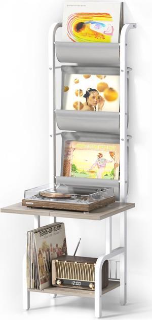 Record Player Stand with Vinyl Storage, Record Player Table with Vinyl Record Storage up to 200 Albums, Turntable Stand with Record Holder Vinyl Display Shelf, Record Player Cabinet Organizer Rack