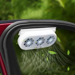Torcarvh Car Solar Powered Exhaust Fan Car Window Exhaust Fan Vehicle Ventilation Fan Auto Air Vent Cool Fan Cooler Ventilation System Car Radiator Cooling Fan with Three Air Outlet (White)