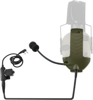 TSVISIONCORE Microphone & PTT for Walker's Razor Noise Cancelling Headphone Airsoft (Army Green)