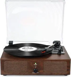 Vinyl Record Player Wireless Turntable with Built-in Speakers and USB Belt-Driven Vintage Phonograph Record Player 3 Speed for Entertainment and Home Decoration Coffee