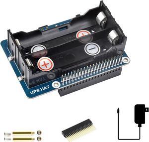 Uninterruptible Power Supply UPS HAT for Raspberry Pi 5/4B/3B+/3B, Support Power Supply Charge and Power Output at The Same Time, Provides Power Supply via Pin Header, with 5V USB Output