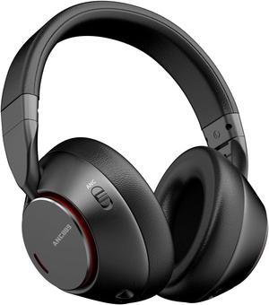 UNIVEGET Bluetooth Headphones, 60H Playtime Wireless Headphones Over Ear with Active Noise Cancelling, Hi-Res Audio, Deep Bass, Memory Foam Ear Cups for Travel, Home Office - Classic Black
