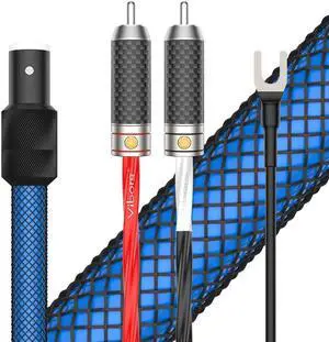 Viborg LC800 Tonearm Cable (5N OFC Silver Plated) 5 Pin DIN to 2RCAs Phono Wire Turntables Analog Cable with Rhodium Plated RCA Plug (5FT/1.5M)