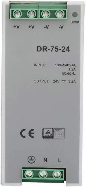 Vipxyc DR-75-24 75W Single Output 24V Din-Rail Power Supply