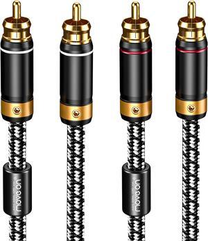 Wekuant Audiophiles RCA Cable, 2 RCA Male to 2RCA Male HiFi System Silvered-plated copper core with ferrite cores, Gold-plated Heavy Duty (1m (3.2 Feet))