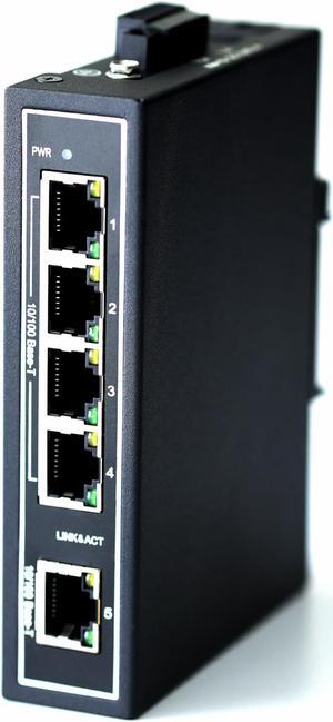 WIWAV WDH-5ET-DC 10/100Mbps Unmanaged 5-Port Industrial Ethernet Switches with DIN Rail/Wall-Mount (UL Listed, Fanless, -30~75degC)