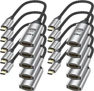 USB C to HDMI Adapter 10-Pack, 4K USB Type-C to HDMI Adapter Cable Male to Female, HDMI to USB-C (Thunderbolt 3 Compatible) for MacBook Pro/Air, iPad Pro, Surface Pro, XPS, Galaxy, PixelBook-Grey