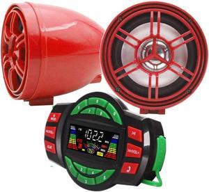 12V UTV ATV Bluetooth Amplifier Sound System Hand-Free Speakers FM USB Audio System Stereo 3.5 Inch Speakers 12V Motorcycle Waterproof Audio FM Radio Stereo Speaker