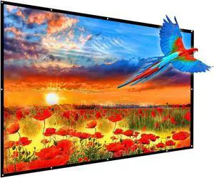 180 Inch Portable Projector Screen, YF2009SZ 16:9 HD Foldable Anti Crease Indoor Outdoor Movie Projection Screen with Hooks and Ropes for Home Theater, Education, Office, School, Camping, Party