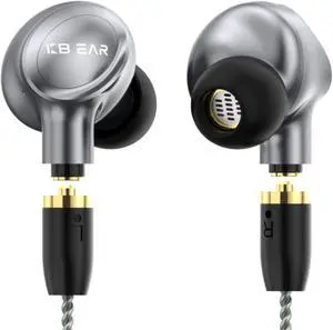 YINYOO KBEAR Ormosia Wired IEM Earbuds Bass Earbuds Earphones Sound Cancelling Earbuds Headphones with MMCX Wire 1BA 1DD Driver Without Mic for PC Computer for Musicians (Gray)