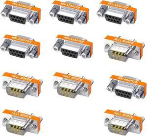YIOVVOM DB9 Null Modem Adapter Male to Female Slimline Data Transfer Serial Port Adapter Set of 11