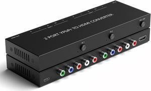 2-Way Ypbpr to HDMI Converter Adapter 2 Component RGB + R/L Audio to HDMI Converter Support 720P/ 1080P 24bit/ 60Hz for HDTV Monitor Projector NGC PSP PS2 PS3 PS4 DVD Player Wii/Wii U Xbox/Xbox360