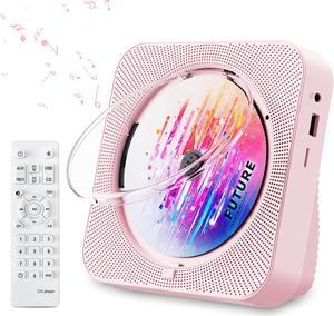 CD Player Portable Bluetooth 5.1 Desktop CD Player with HiFi Sound Speakers,Remote Control,Dust Cover,LED Display,Boombox FM Radio,USB/AUX for Home,Gift,Kids (Pink)
