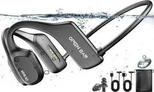 Bone Conduction Headphones Waterproof Headphones IP68 Swimming Wireless Earbuds Bluetooth 5.3 Open Ear Sports Earphones with MP3 Player for Underwater Swimming, Running, Cycling,Hiking (openblack)