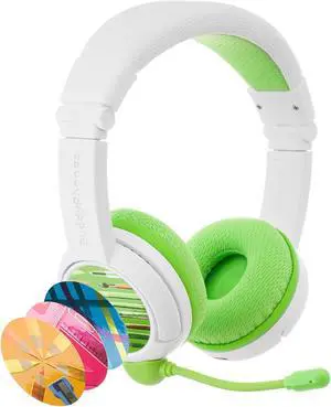 ONANOFF BuddyPhones School Plus, Wireless Volume-Limiting Kids Headphones with Boom Mic, 20-Hrs Battery Life, Green