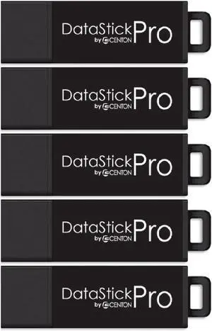 Centon Electronics MP Valuepack USB 3.2 Gen1 DataStick Pro Flash Drive, 32 GB, 5 USB Flash Drives, 5 Pack, Black