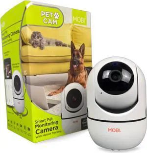 MOBI MobiCam HDX Wi-Fi Pan & Tilt Smart Pet Monitoring Camera, Pet Video Monitor, Night Vision IP Camera, Motion Detection, Full HD, Two-Way Audio, Remote View & Recording with Free Smart App