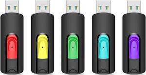 Aiibe 64GB Flash Drive USB 3.0 5 Pack USB Flash Drive 64GB Thumb Drive USB Drive Bulk USB 3.0 Memory Stick Pen Drive Jump Drives 64GB (5 Pack, Red Green Cyan Yellow Purple)