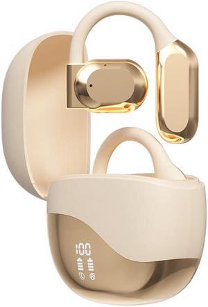 anbaole Wireless Earbuds Bluetooth Headphones Playback Ear Buds IPX7 Waterproof Wireless Charging Case & Dual Power Display Over-Ear Stereo Bass Earphones with for Sports/Workout/Running (Champagne)