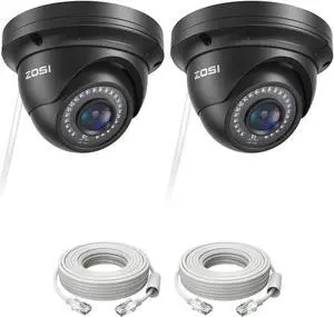 ZOSI 2 Pack 5MP 3K Add-on Security Dome POE Camera with Cable, 2880 x 1620 Indoor Outdoor IP Camera, 80ft Night Vision, 3.6mm Lens, 95°View Angle, IP66 Weatherproof (Only Work with ZOSI PoE NVR)